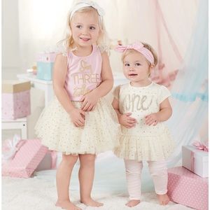 Mud Pie TWO Birthday Leggings Set 24m/2T